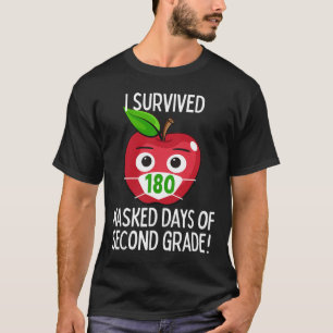 Last Day Of School 180 Masked Days Of Second Grade T-Shirt