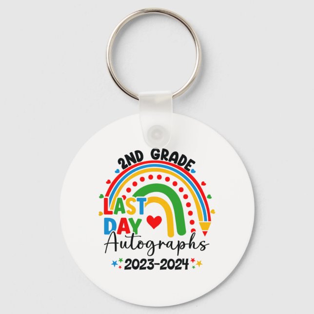 Last Day Of School Autograph 2nd Grade Graduation  Key Ring (Front)