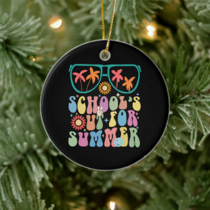 Last Day Of School Groovy School's Out For Summer  Ceramic Tree Decoration