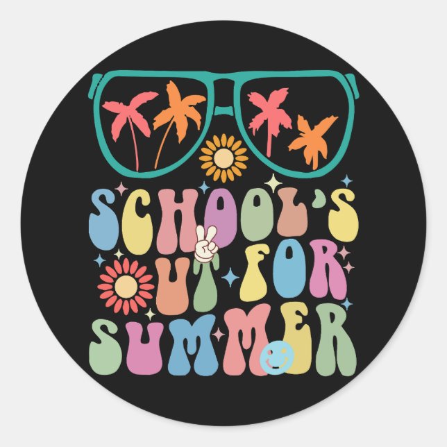 Last Day Of School Groovy School's Out For Summer  Classic Round Sticker (Front)