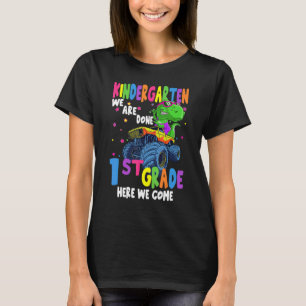 Last Day Of School Kindergarten Truck Dinosaur Gra T-Shirt