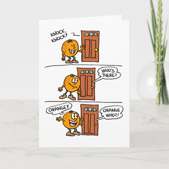 Last Day Of School Knock Knock Orange Card (Front)