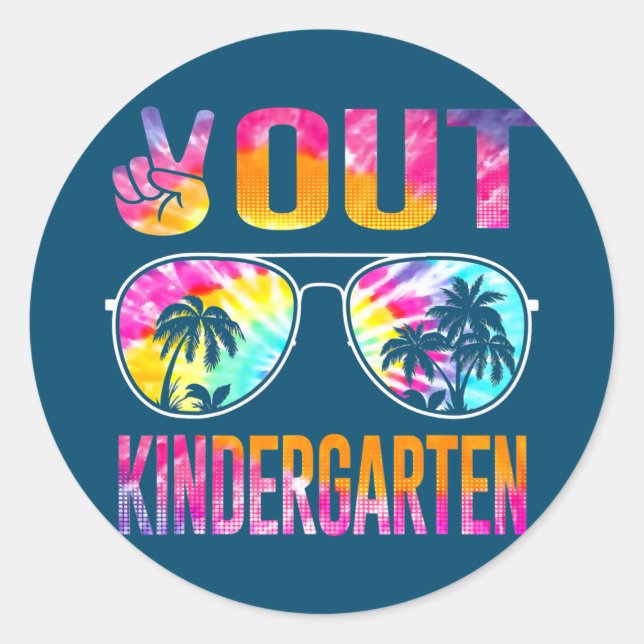 Last Day of School Peace Out Kindergarten Teacher Classic Round Sticker (Front)
