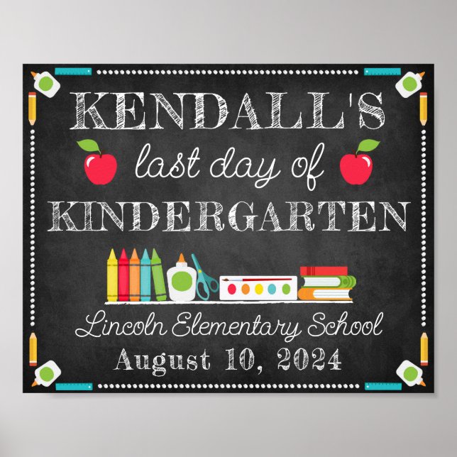Last Day of School Personalised Editable Sign (Front)