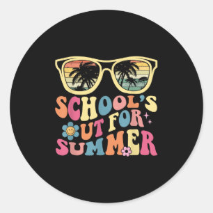Last Day Of School Retro Teacher Schools Out For S Classic Round Sticker