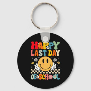 Last Day Of School Smile Groovy Face Teacher Summe Key Ring