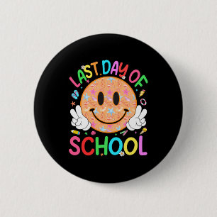 Last Day Of School Summer Smiley Beach Retro 6 Cm Round Badge