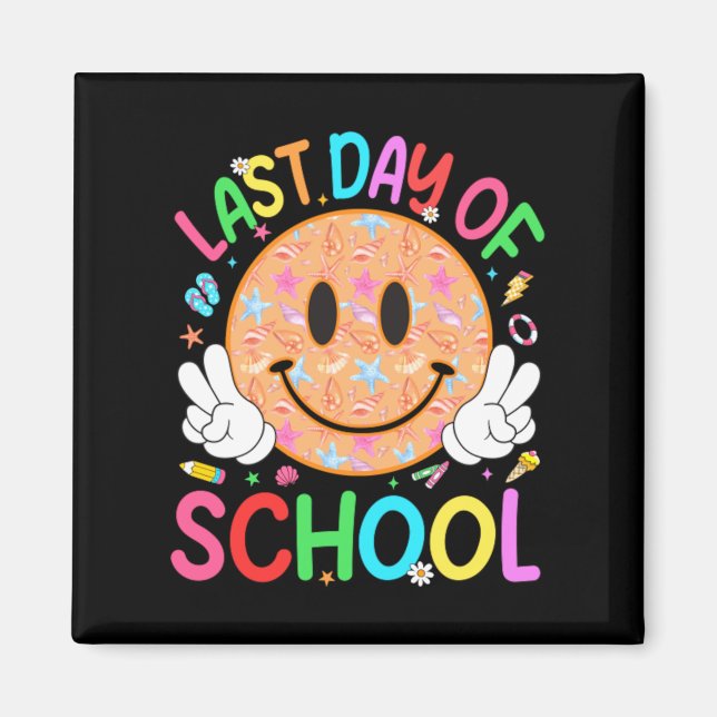 Last Day Of School Summer Smiley Beach Retro Magnet (Front)