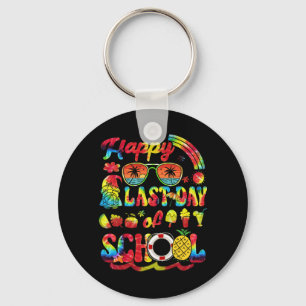 Last Day of School Teacher Duty Tie and Dye Beach Key Ring