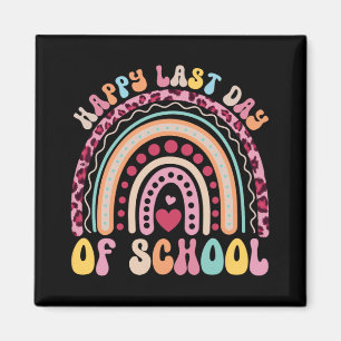 Last Day Of School Teacher Student Leopard Rainbow Magnet