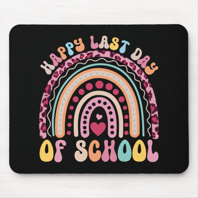 Last Day Of School Teacher Student Leopard Rainbow Mouse Pad (Front)