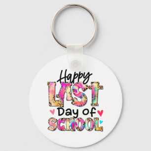 Last Day Of School Tie Dye Leopard Graduation Teac Key Ring