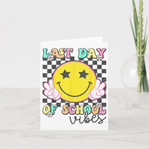 Last Day Of School Vibes Groovy Graduation Kids Bo Card