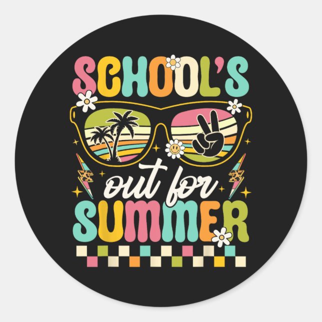 Last Day Of School's Out For Summer Teacher Boys G Classic Round Sticker (Front)