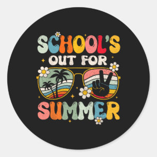 Last Day Of School's Out For Summer Teacher Boys G Classic Round Sticker