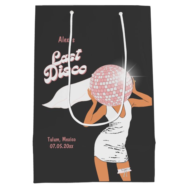 Last Disco Bachelorette Black Medium Gift Bag (Back)