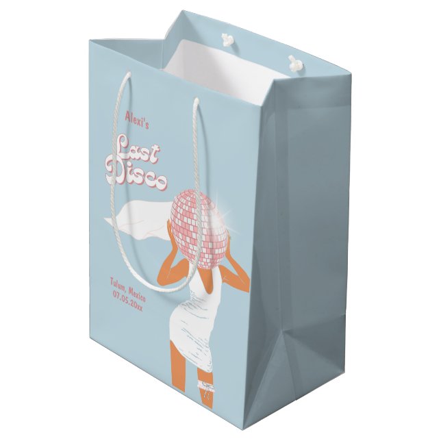Last Disco Bachelorette Blue Medium Gift Bag (Back Angled)