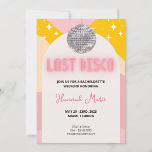 Last Disco Bachelorette Invitation