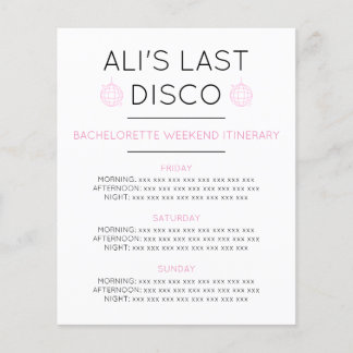 LAST DISCO BACHELORETTE ITINERARY Paper Sheet