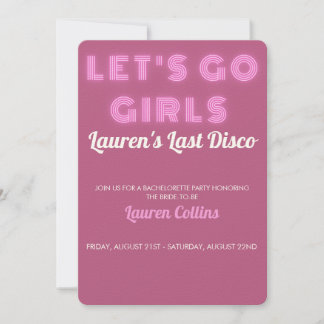 Last Disco Bachelorette Party Invitation 