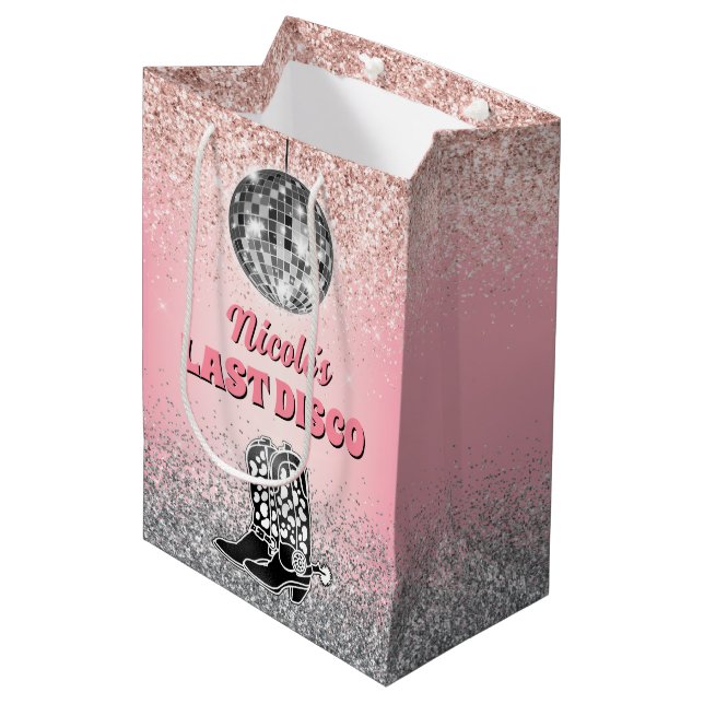 Last Disco Bachelorette Retro Themed Medium Gift Bag (Front Angled)