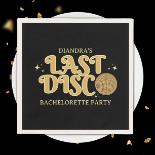 Last Disco Black and Gold Retro 70s Bachelorette  Napkin