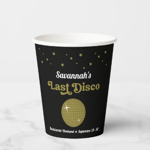 Last Disco Bride Bachelorette Party Groovy Retro Paper Cups