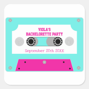 Last Disco Cassette Tape Bachelorette Party Square Sticker