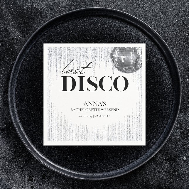 Last Disco Glitz & Glam Bachelorette Party Napkin (Creator Uploaded)