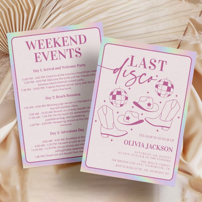 Last Disco Holographic Bachelorette Weekend Invitation (Creator Uploaded)
