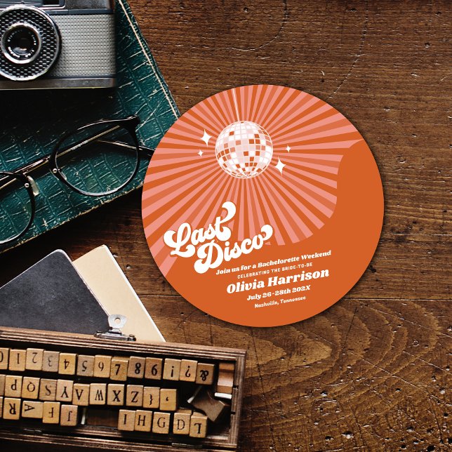 Last Disco Retro 70's Bachelorette Weekend Party Invitation (Creator Uploaded)