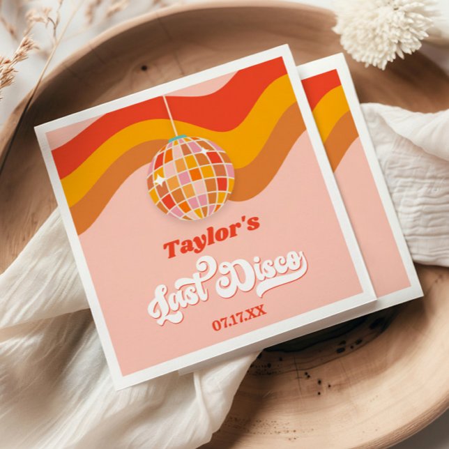 Last Disco Retro 70s Bachelorette Weekend Party Napkin (Creator Uploaded)