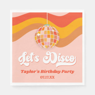 Last Disco Retro 70s Red Orange Birthday Party Napkin