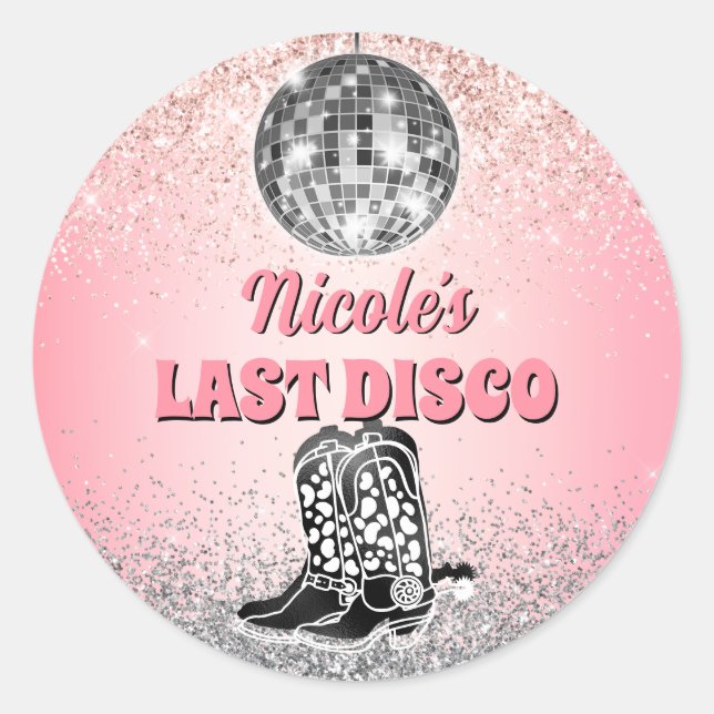 Last Disco Retro Bachelorette Custom Classic Round Sticker (Front)