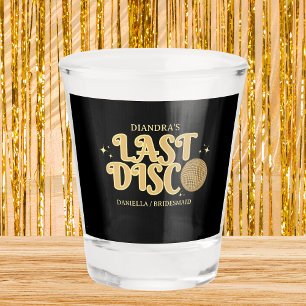 Last Disco Retro Black and Gold 70s Bachelorette  Shot Glass