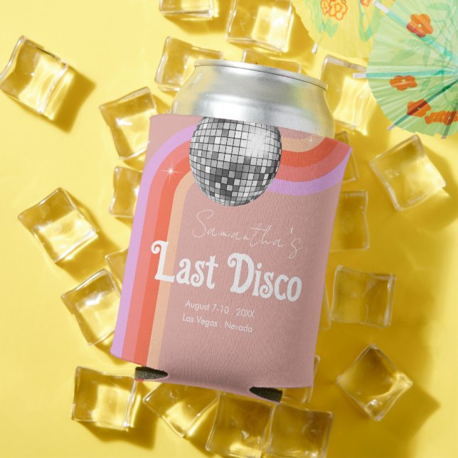 Last Disco Retro Pink Bachelorette Weekend Can Cooler (In Situ Summer)