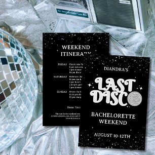 Last Disco Retro Silver 70s Bachelorette Weekend Invitation