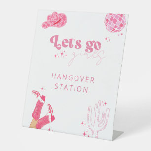 Last Disco Rodeo Bachelorette Hangover Station Pedestal Sign