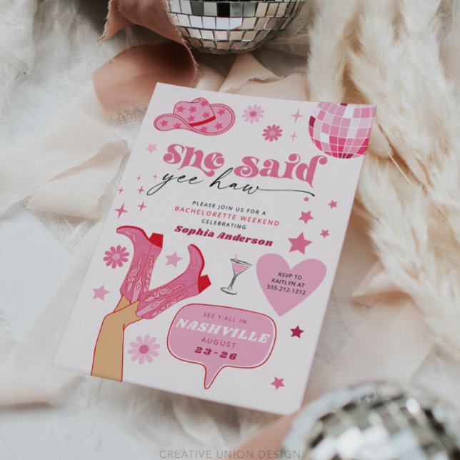 Last Disco Rodeo Bachelorette Party Nash Bash Invitation (Nash Bash)