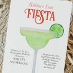 Last Fiesta Margarita Bachelorette Invitation Postcard<br><div class="desc">Celebrate her last fiesta before the big day. This bachelorette invitation features a watercolor painting of a margarita glass. Enter the itinerary or event details on the back. Customise with your information and change any wording to suit your event.</div>