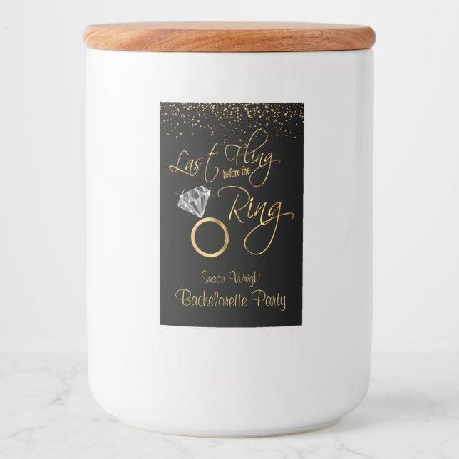 Last Fling Before the Ring Bachelorette - Gold Food Label (Front)