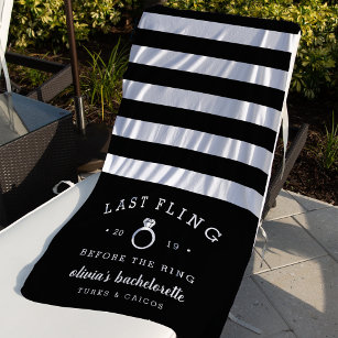 Last Fling Before the Ring Bachelorette Party Beach Towel