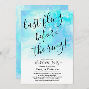 Last Fling Before The Ring Bachelorette Party Invitation
