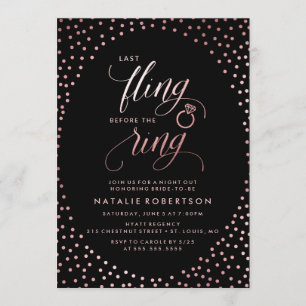 Last Fling Before The Ring Bachelorette Party Invitation