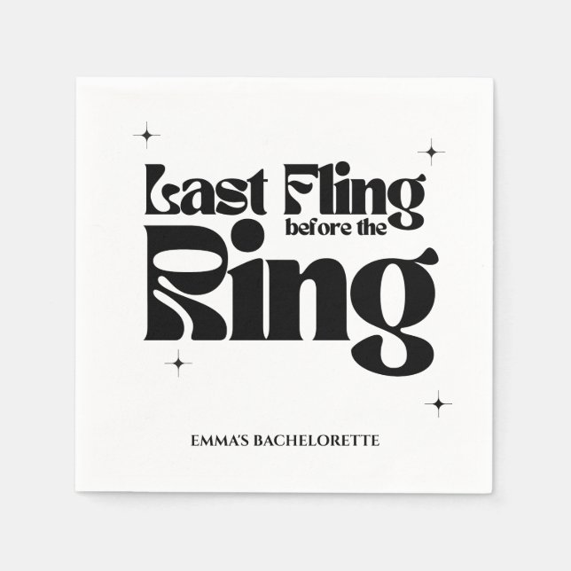 Last Fling Before the Ring Bachelorette Party Napkin (Front)