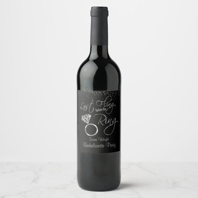 Last Fling Before the Ring Bachelorette - Silver Wine Label (Front)