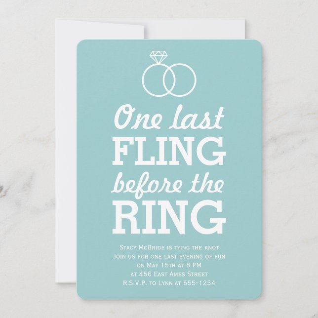 Last Fling Before the Ring (Blue) Invitation (Front)