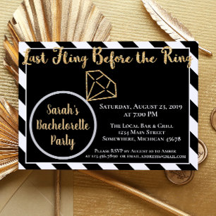 Last Fling Before the Ring, Diamond Bachelorette Invitation