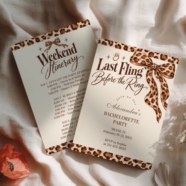 Last Fling Before the Ring Leopard Bow Invitation (Creator Uploaded)