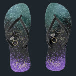 Last Fling Before the Ring - Purple & Teal Jandals<br><div class="desc">🥇AN ORIGINAL COPYRIGHT ART DESIGN by Donna Siegrist ONLY AVAILABLE ON ZAZZLE! Flip Flop Shoes ready for you to personalise. Matching products are available or you can just transfer the design to another product. If need be... you can delete all text and start fresh with your own text, colour and...</div>